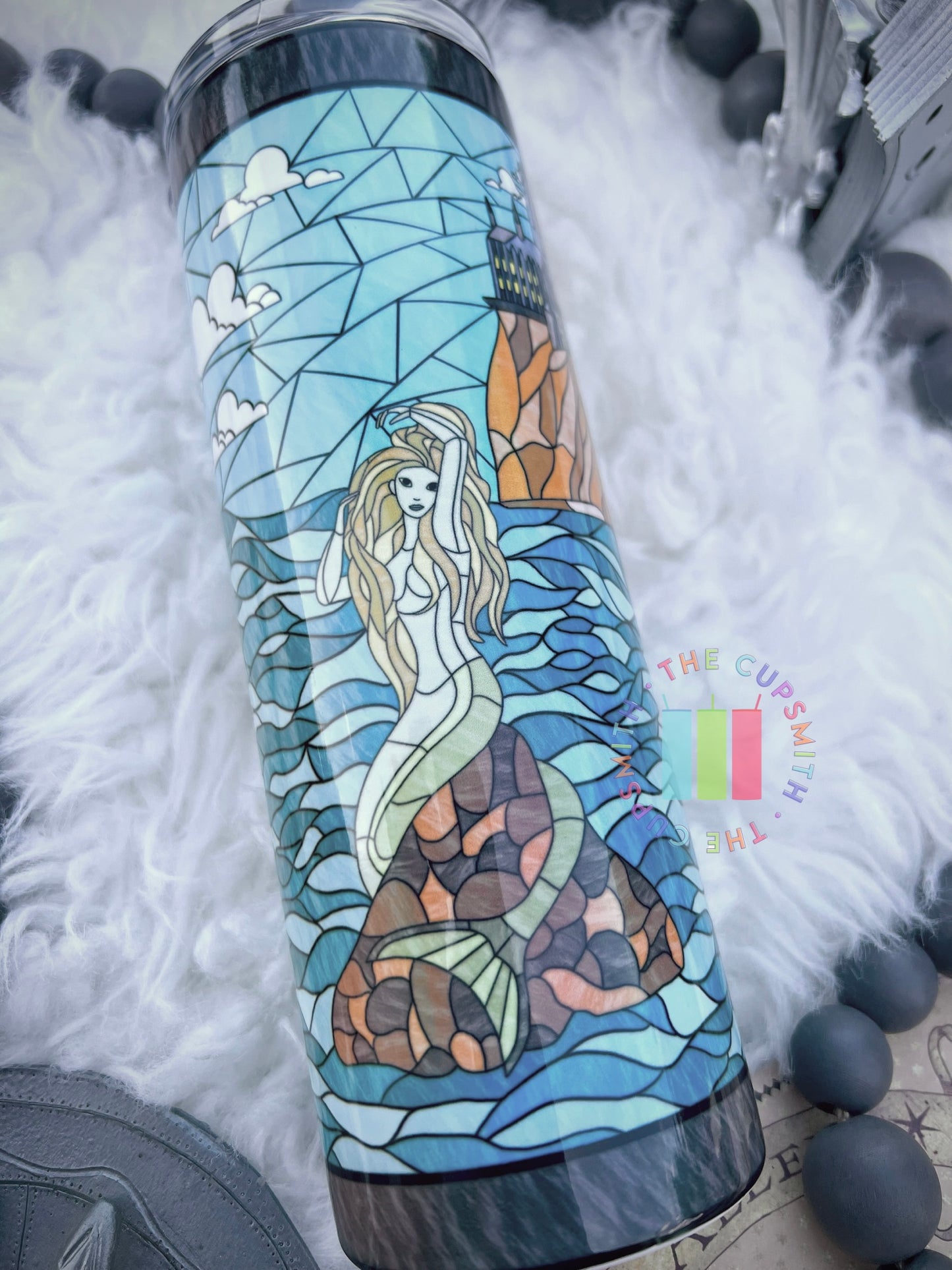 Mermaid stained glass -20oz