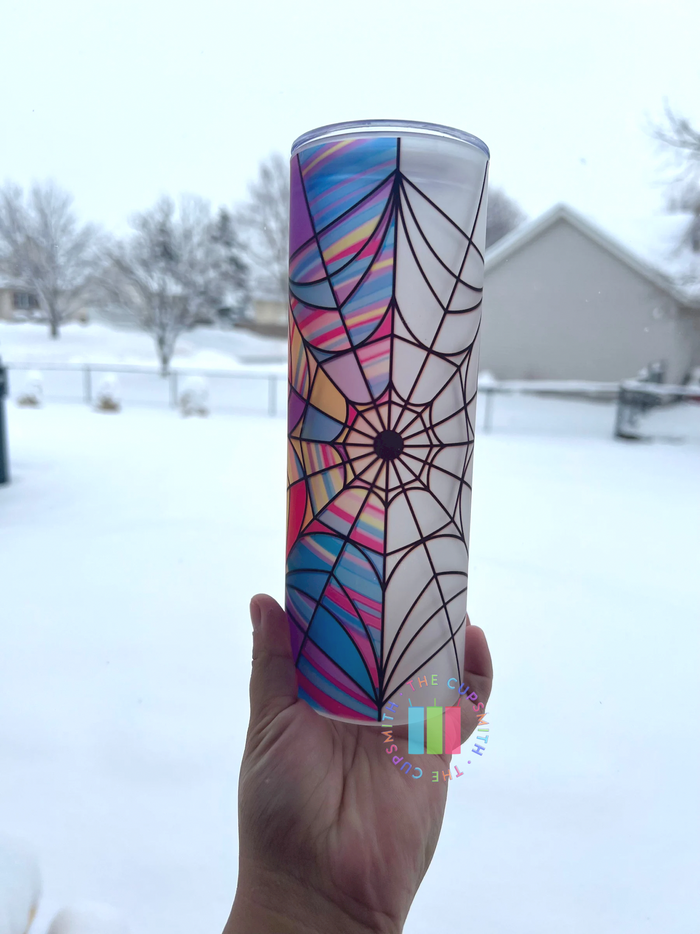 Wednesday stained glass window glass tumbler